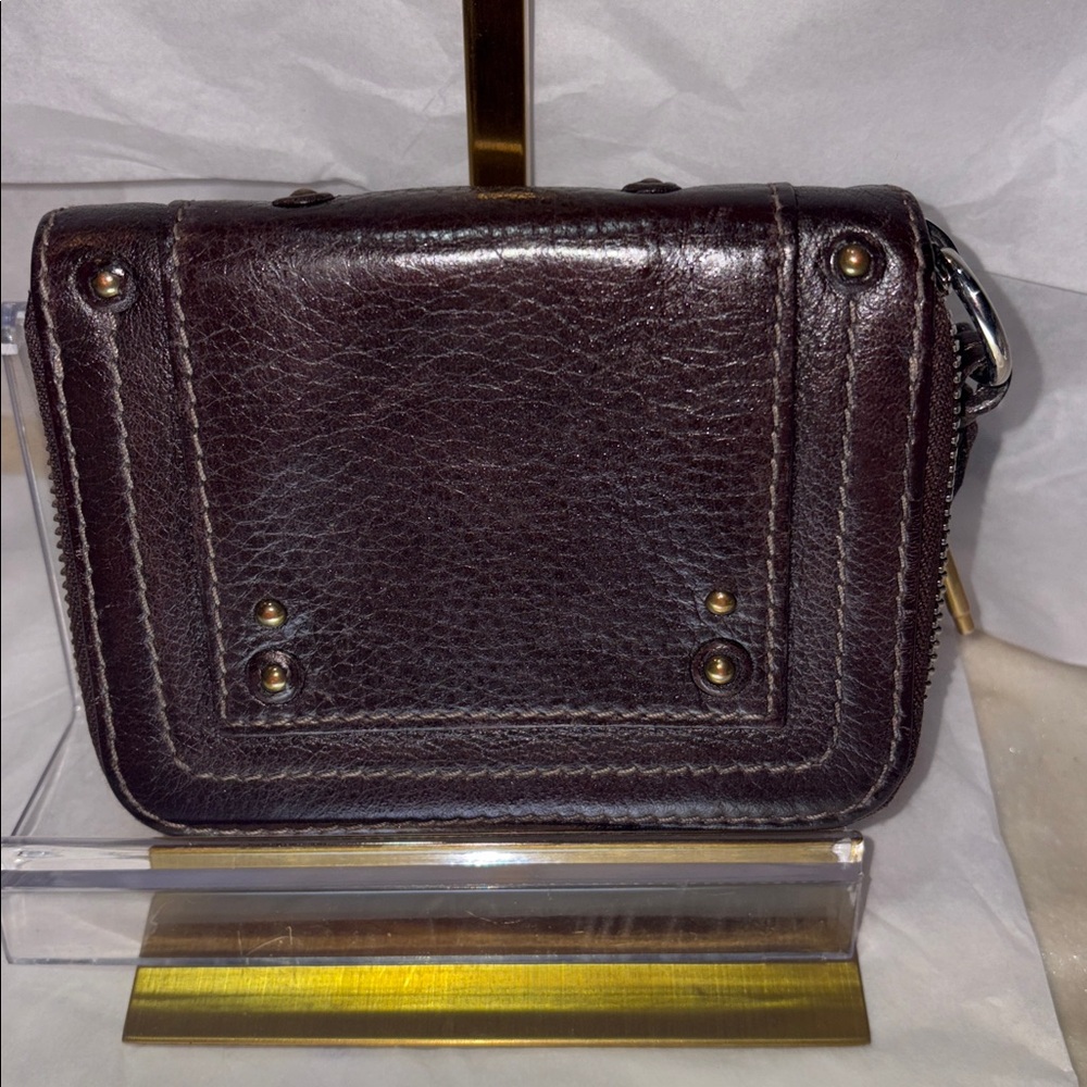 Chloe Dark Paddington Brown Leather Wallet with Gold Lock - Picture 3 of 12